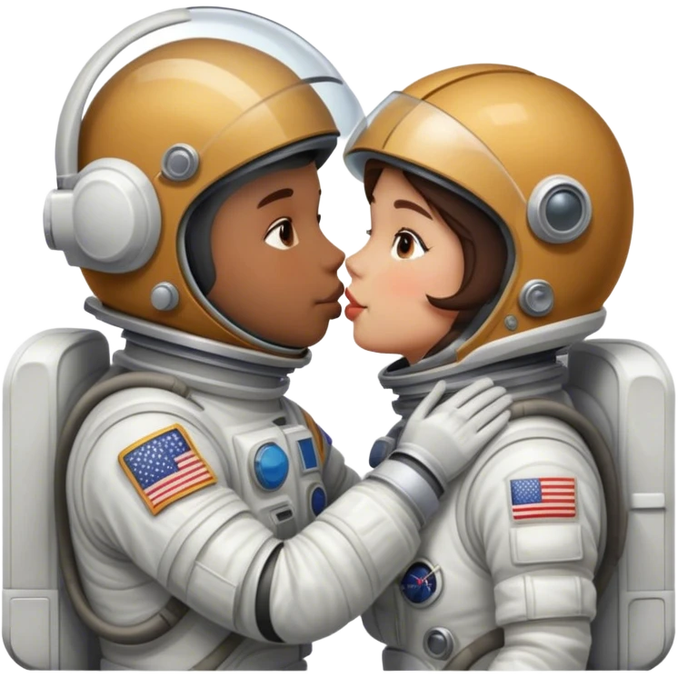 Astronaut couple kissing together  emoji