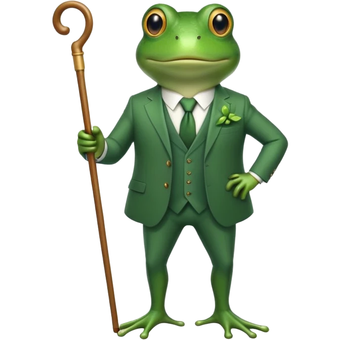 frog in a luxurious green suit, looking rich and confident emoji