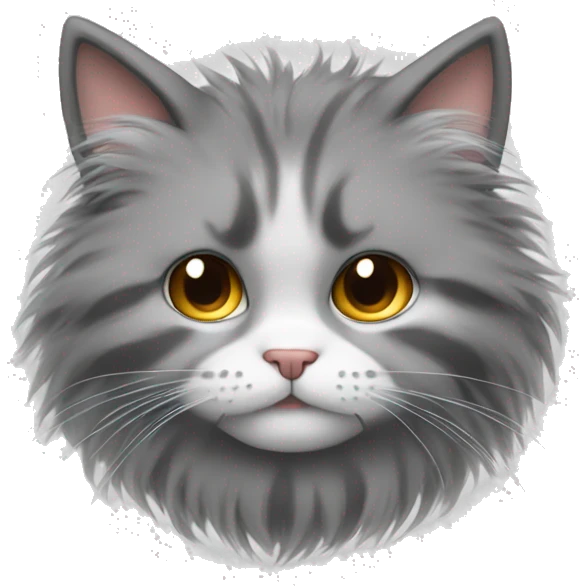 Draw a cat face with fluffy hair emoji