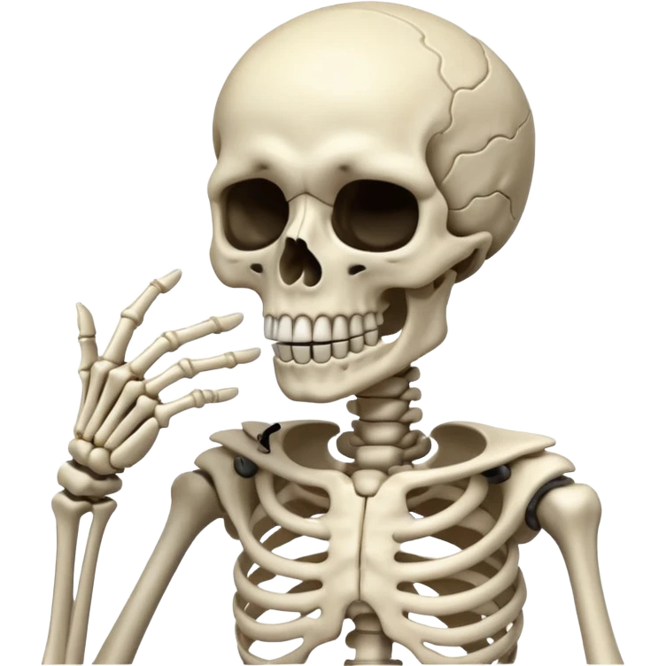 Squelette qui mes sont doigts devant la bouche  emoji