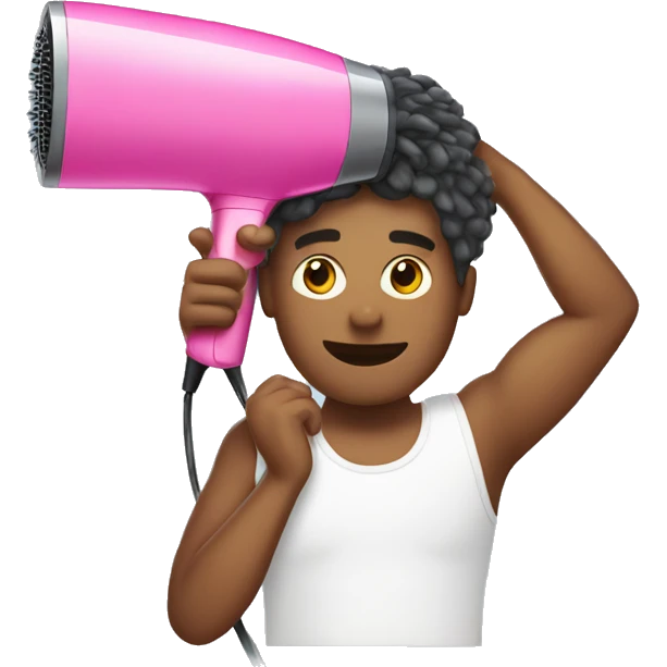 Man drying his hair with a pink hairdryer  emoji