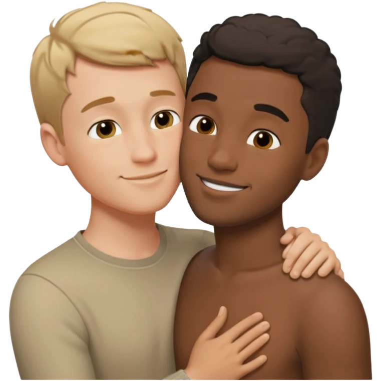 White adult male kissing black adult male emoji
