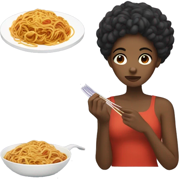 Black girl eating spaghetti  emoji