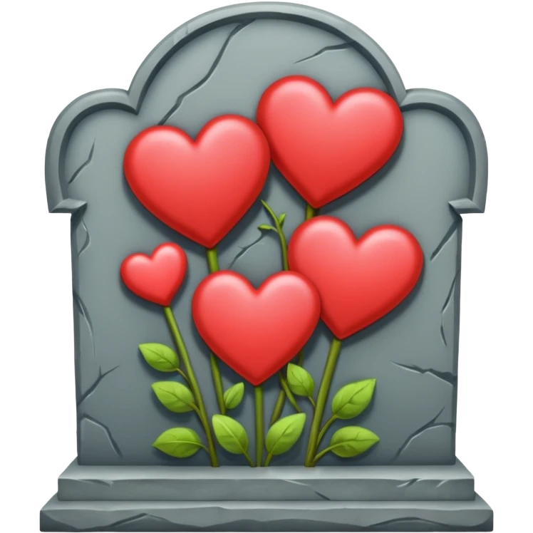 Headstone with hearts emoji