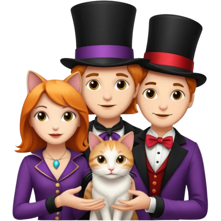 magician couple and their pet cat emoji