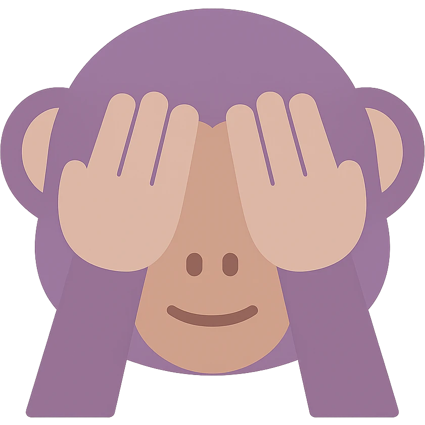 A dull purple Monkey Covering Eyes emoji