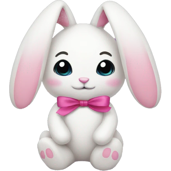 bunny plushie with pink ribbon tied around neck emoji