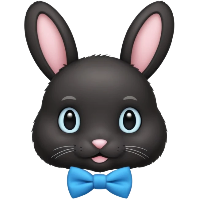 black bunny with blue bowtie emoji