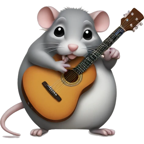 Fat rat holding a guitar emoji