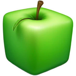 green Cube shaped Apple emoji