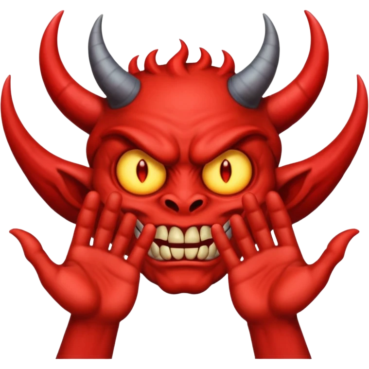 A demon with 2 hands one hand has a 9 on top and the other hand has a 9 on top  emoji