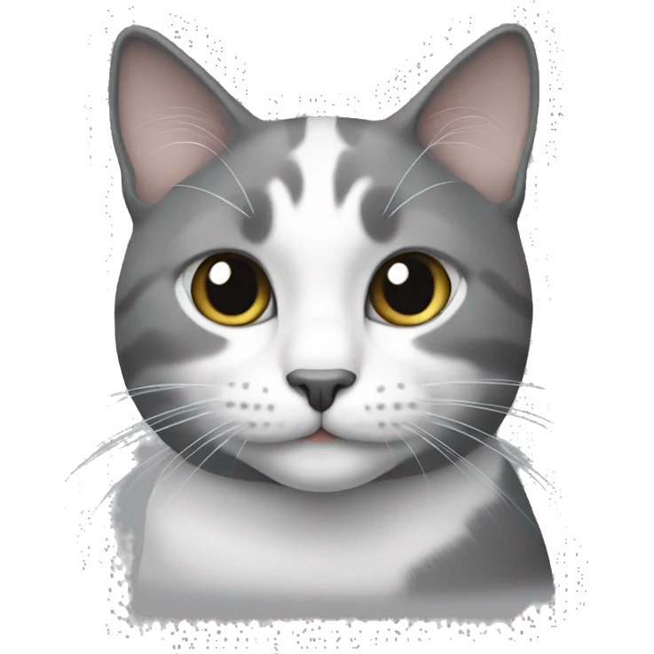 Cat gray and white emoji