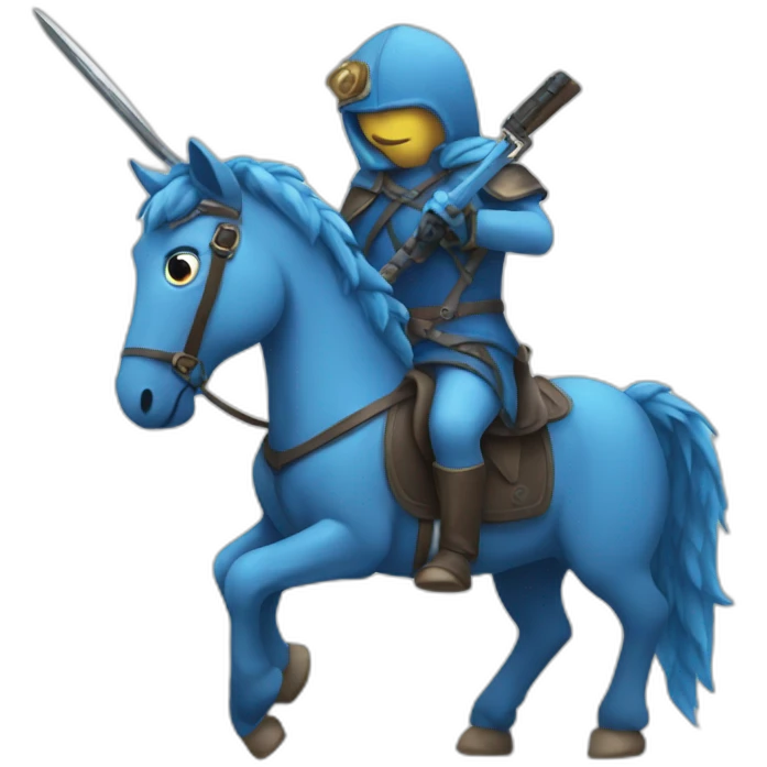 Blue horse holding a weapon emoji