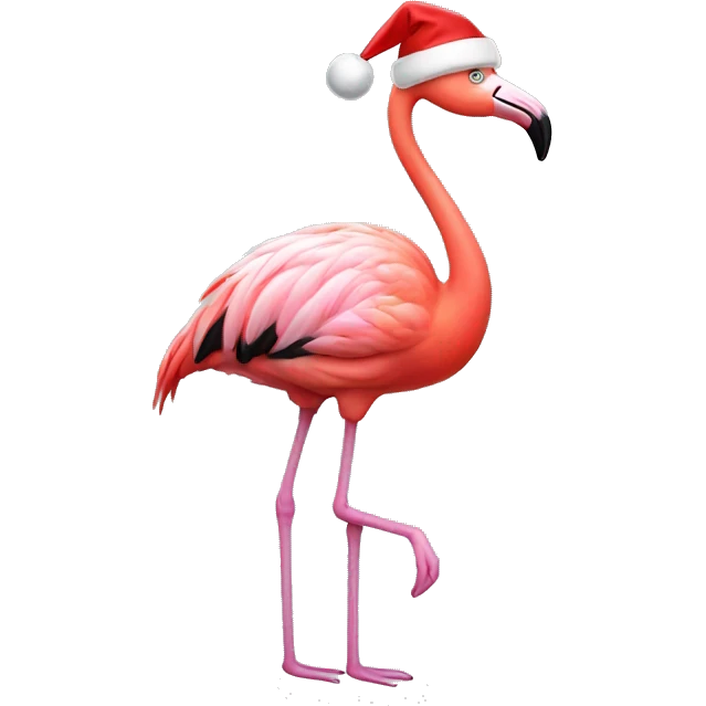 Flamingo with Christmas hat and ornaments  emoji