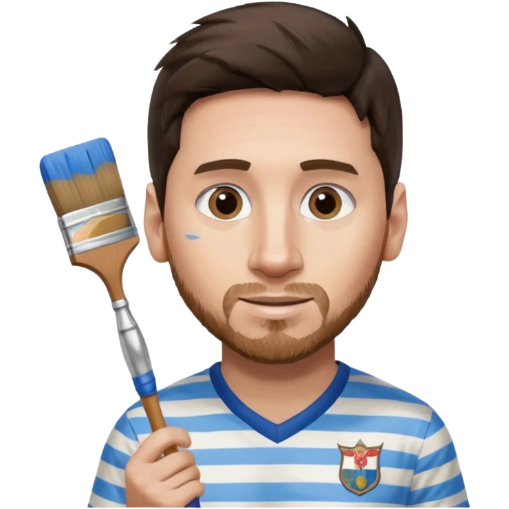 create an emoji of Lionel Messi in an Argentina shirt holding a paintbrush emoji