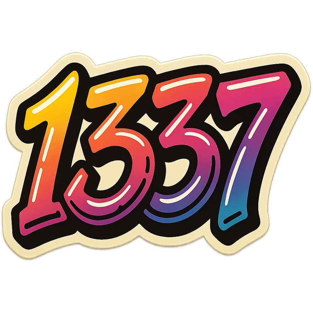 number 1337 in a graffiti style, referencing leet speak, icon or emoji emoji