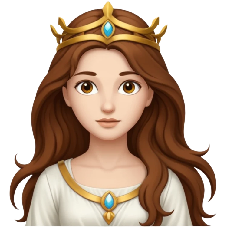 Libertas, Freedom Goddess from Rome Mythology with long brown hair, white outfit emoji