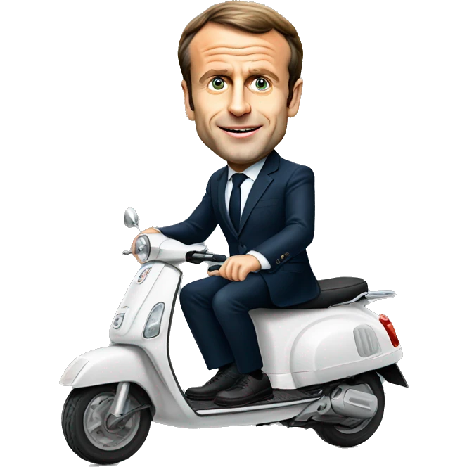 Emmanuel Macron en scooter emoji