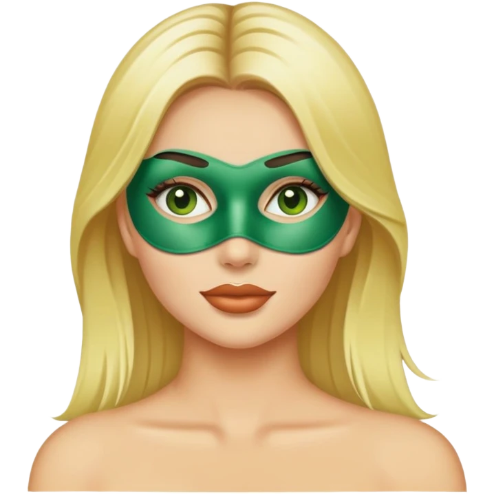 Una chica rubia con una mascarilla verde emoji