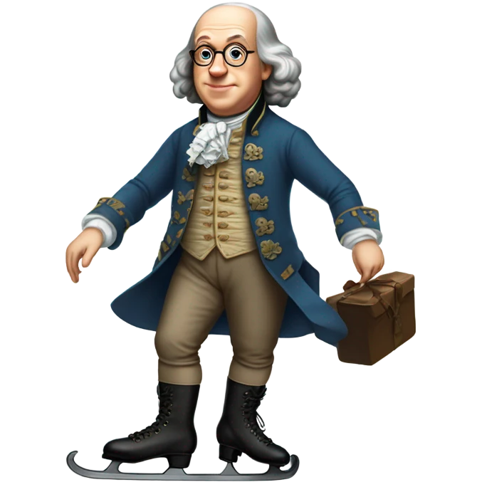 Benjamin Franklin on ice skates emoji