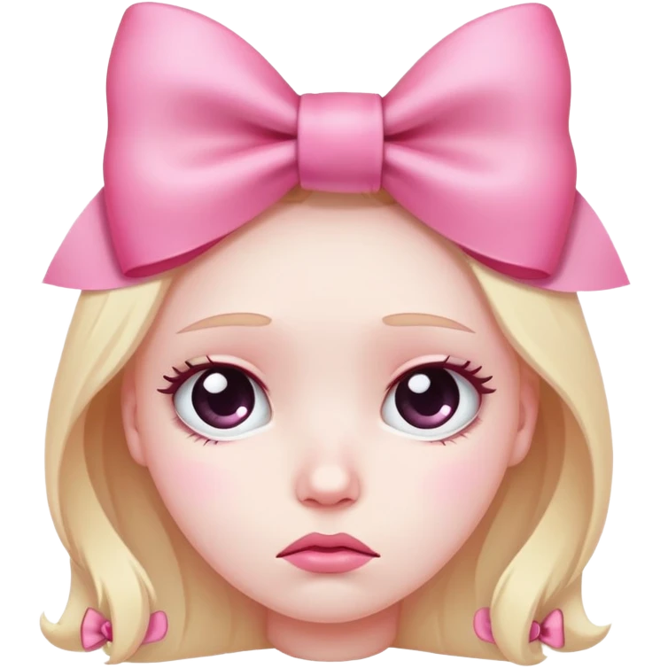 Sad face with a bow on the side emoji