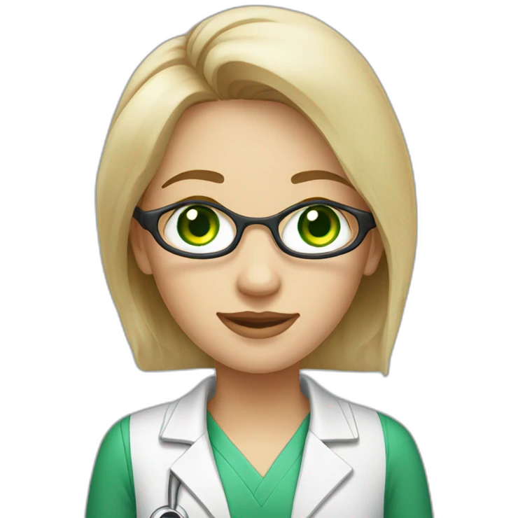 Ophthalmologist UI designer light haired girl with green eyes emoji