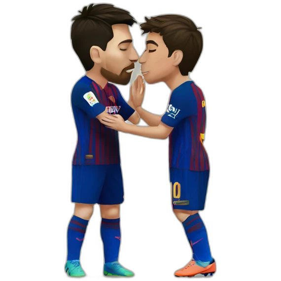 Leo Messi and Cristiano Ronaldo kissing emoji