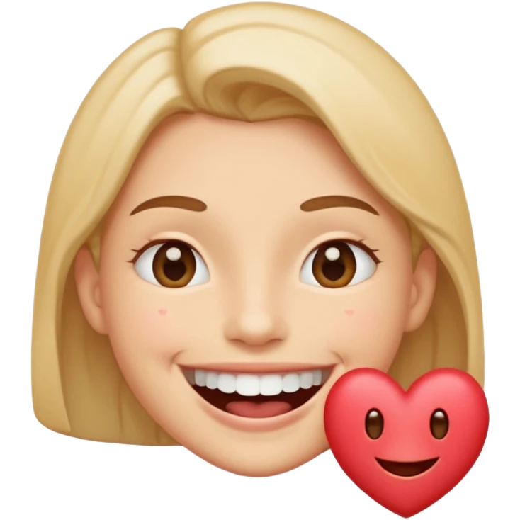 Una cara con una sonrisa tan amplia que la mitad inferior parece salirse del círculo del emoji. Se puede añadir un efecto de "espray" de pequeñas partículas de alegría (como mini-corazones o destellos) que salen de la boca. emoji