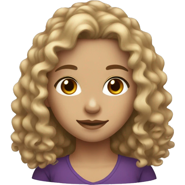 Dark Blonde long curly hair girl with tan skin and dark brown eyes emoji