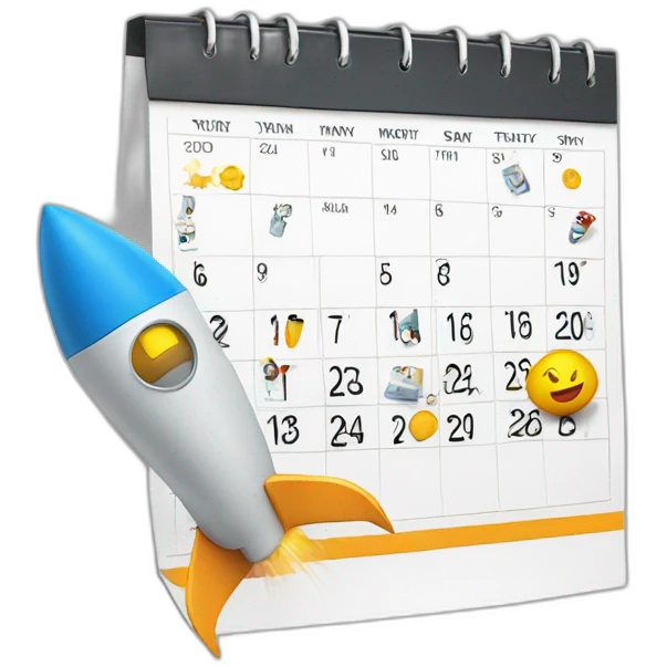 calendar driven by rockets emoji