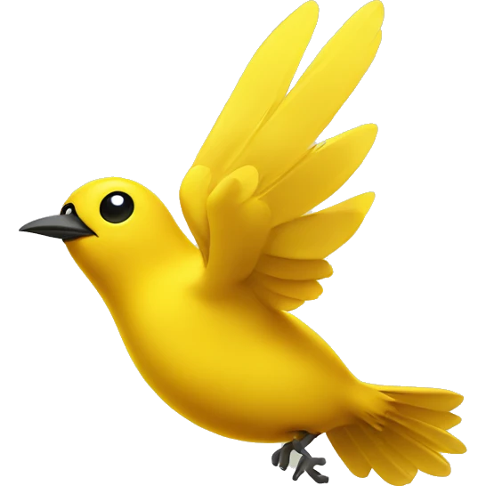 yellow bird flying around home emoji