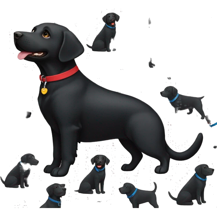 mum black labrador with red colour, happy black labrador with blue collar emoji