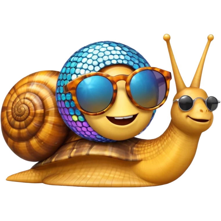 Snail with discoball as shell and sunglasses emoji