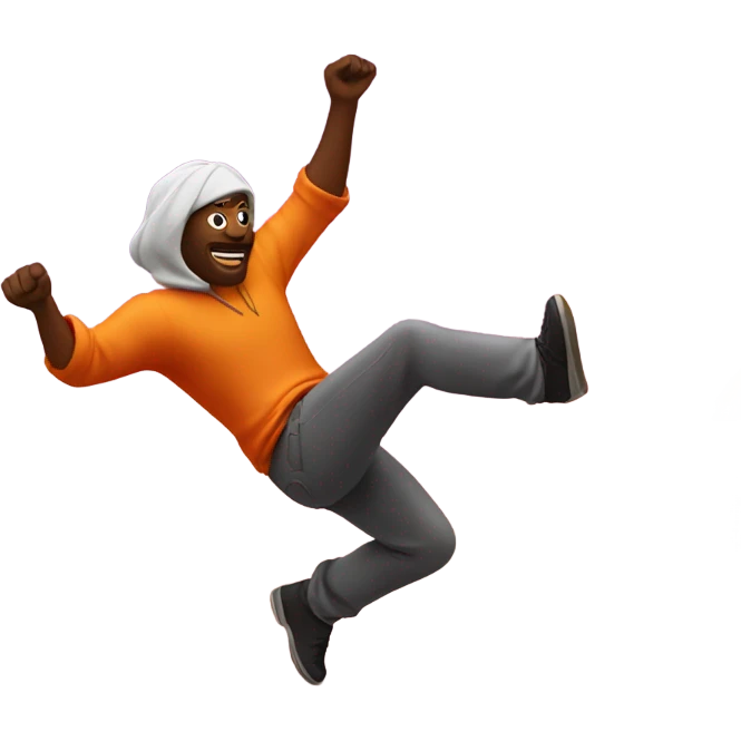 Man flying above volcano while dancing emoji