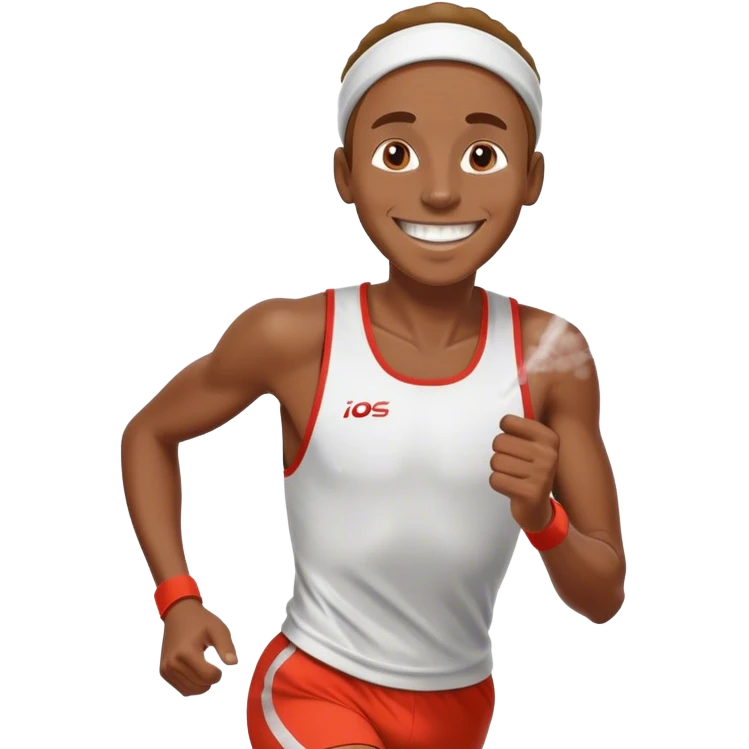 a kenyan runner that's just finished running a marathon in a cold country so his head is steaming but he's really happy and his teeth are really white emoji