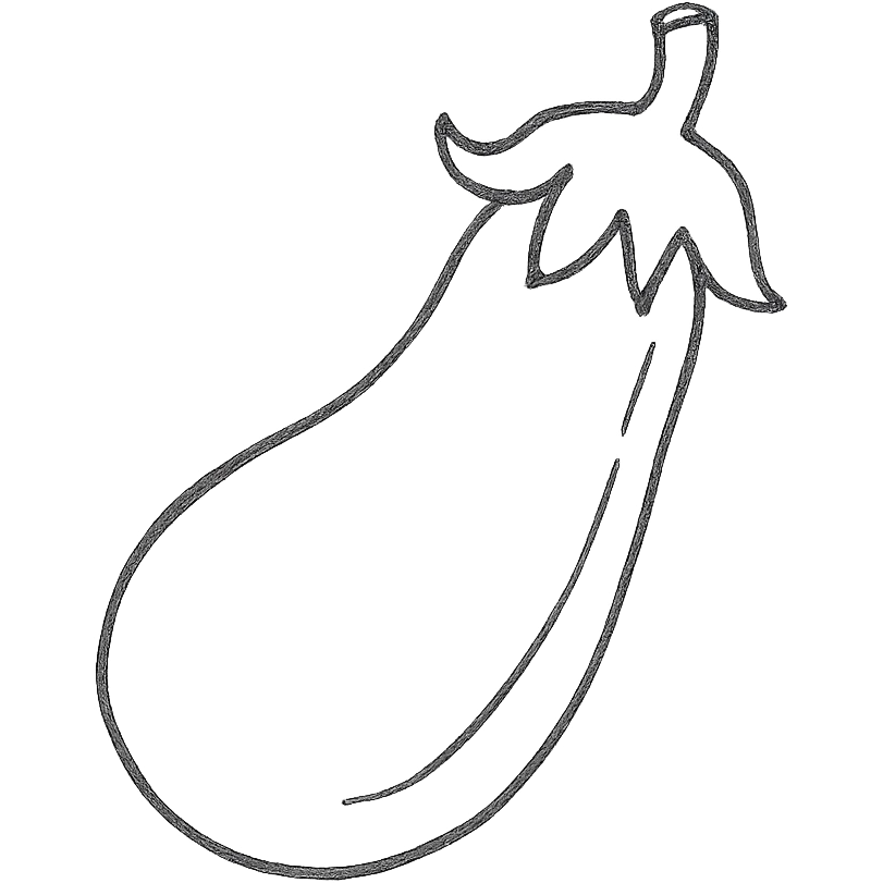 eggplant, hand drawn icon style emoji