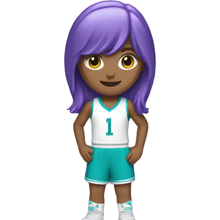 Taylor-Swift-Playing-basketball purple-white-aqua uniform emoji