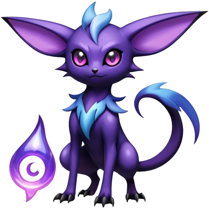 Shiny Exotic Badass Mysterious Gothic Noibat-Espeon-Absol-Pokémon-Fakémon-hybrid-creature (full body) emoji