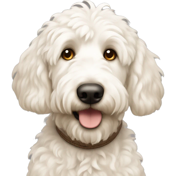 White Golden doodle with brown ears emoji