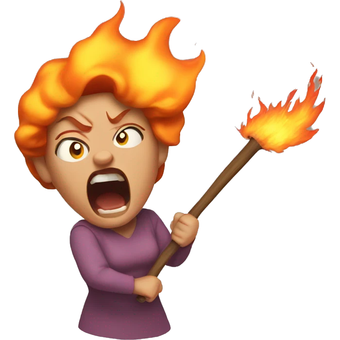 Unbelievably super really angry mother with fire coming off of her emoji