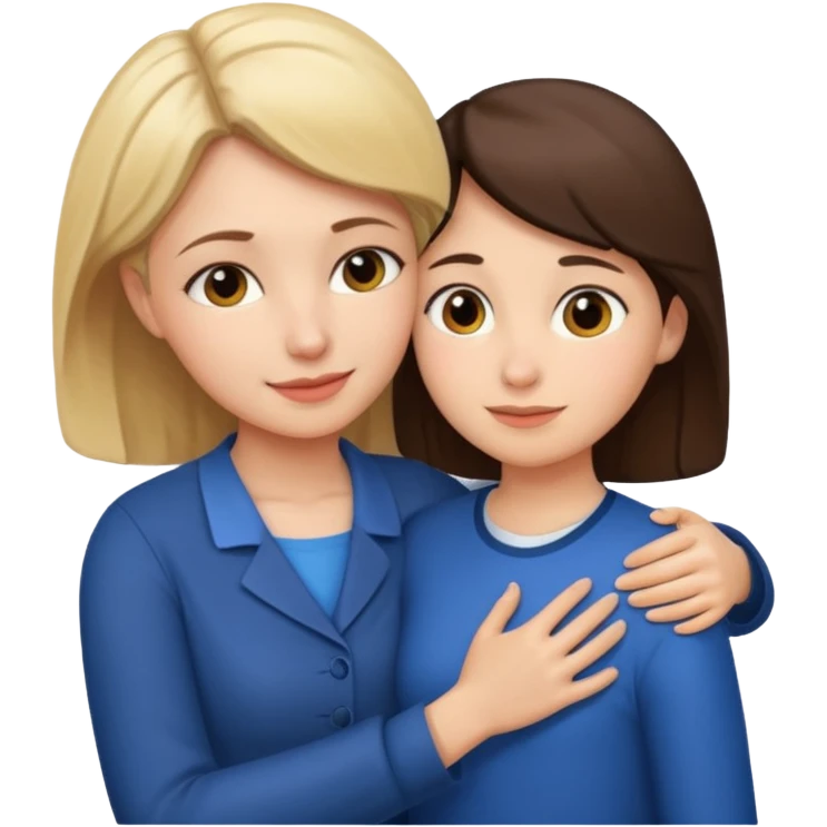 A woman teacher and young student They hug emoji