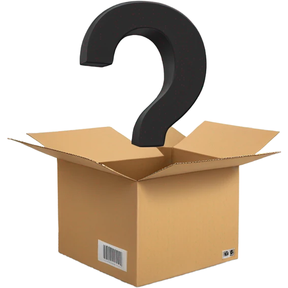 A box with a question mark, symbolizing the uncertainty of online orders. emoji
