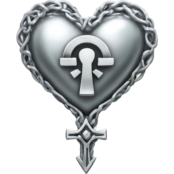 Silver heart shape with ankh in the center emoji
