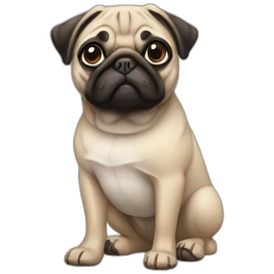 pug wearing a t-shirt emoji