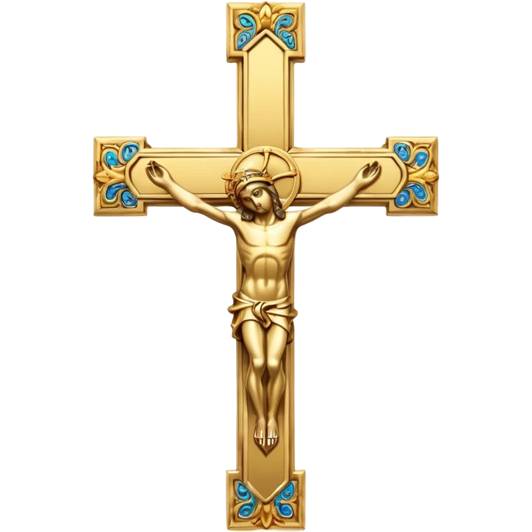 Gold crucifix with the letters se over it emoji
