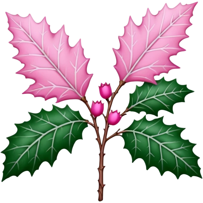 pink holly with white leaves  emoji