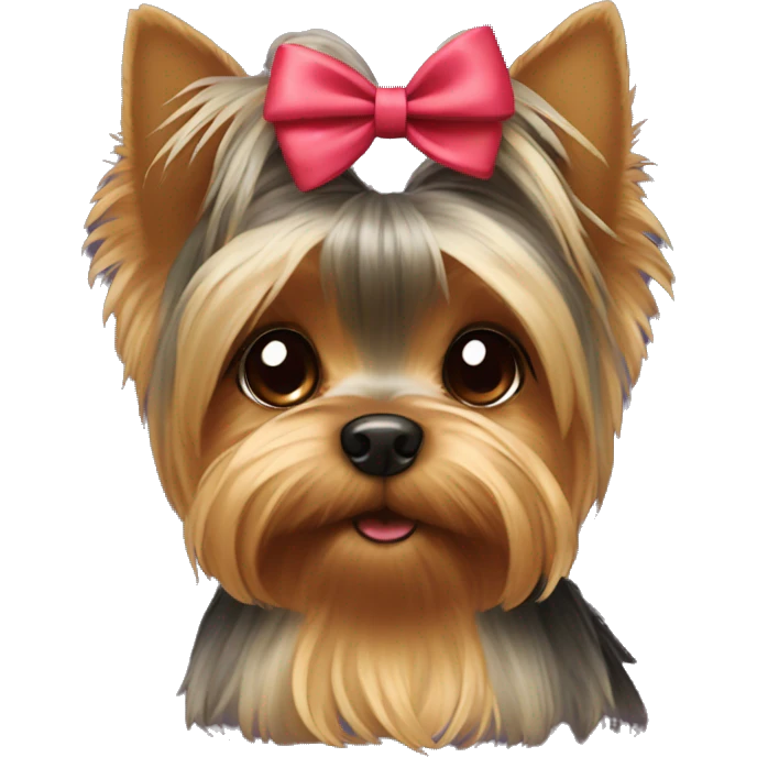 cute yorkie with a bow emoji