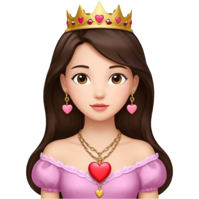 princesses in dreamy attire (add the chain to the brunette one to her heart necklace emoji