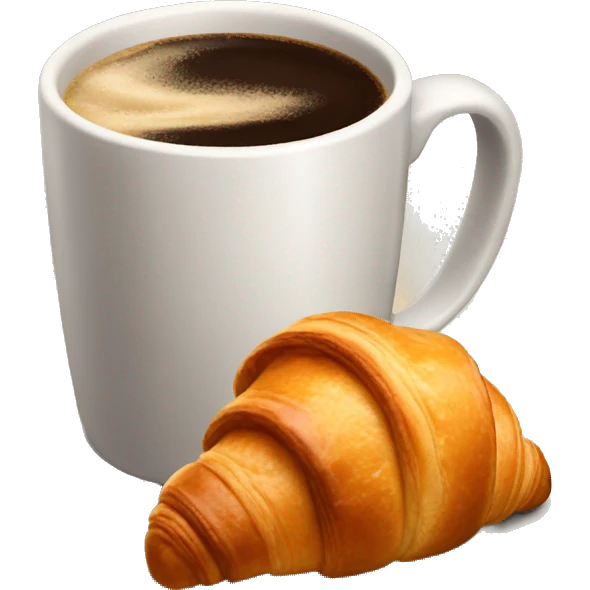 A cup of coffee with a croissant emoji