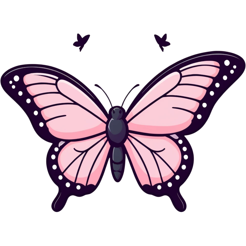 light pink butterfly with sparkles, cartoonish emoji